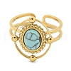 Ion Plating(IP) 304 Stainless Steel Synthetic Turquoise Cuff Rings G-Z056-04G-05-2