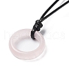 Natural Mixed Stone Ring Pendant Necklace with Waxed Cords NJEW-R262-01B-4