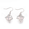 Natural Rose Quartz Dangle Earrings EJEW-K080-A02-2