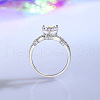 Rhodium Plated 925 Sterling Silver Micro Pave Cubic Zirconia Finger Rings for Women WG9CD14-05-2