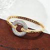 Brass Micro Pave Clear Cubic Zirconia Hinged Bangles for Women BJEW-K274-03G-2