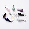 Teardrop Platinum Tone Brass Natural & Synthetic Mixed Stone Pendants G-F267-03-1