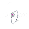 Flower Rhodium Plated 925 Sterling Silver Micro Pave Cubic Zirconia Finger Rings WGB6ED8-05-2