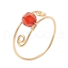 7Pcs Copper Wire Wrapped Gemstone Star Cut Round Bead Finger Rings for Women RJEW-JR00891-01-4