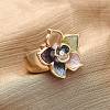 Zinc Alloy & Enamel Stretch Finger Rings for Women RJEW-M101-01B-G-1
