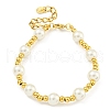 304 Stainless Steel & 201 Stainless Steel & Plastic Pearl Round Beaded Bracelets for Women BJEW-G717-01C-G-1
