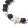 Synthetic Turquoise and Natural Lava Rock Beads Stretch Bracelets for Men Women BJEW-JB11824-02-4
