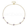 Cubic Zirconia Classic Tennis Necklace with Flower Links NJEW-N048-01D-1