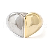 Heart Brass Open Cuff Rings for Women RJEW-B062-11GP-2