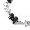 Natural Obsidian Chip Link Bracelets BJEW-JB11592-02-3