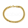 PVD Vacuum Plating 201 Stainless Steel Curb Chain Bracelet with 304 Stainless Steel Clasps for Men Women BJEW-M235-02A-G-1