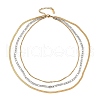 304 Stainless Steel Flat Snake Chain Figaro Chain Twisted Chain 3 Layer Necklaces for Women NJEW-K288-04GP-4