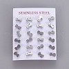 304 Stainless Steel Kitten Stud Earrings EJEW-F227-11P-3