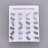 Tarnish Resistant 304 Stainless Steel Kitten Stud Earrings EJEW-F227-11P-3