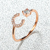 Brass Micro Pave Cubic Zirconia Cuff Rings for Women FS-WGA4C54-03-1