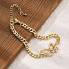 Brass Micro Pave Clear Cubic Zirconia Link Bracelets BJEW-Z082-03G-01-2