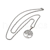 304 Stainless Steel Tree of Life Pendant Box Chain Necklaces for Men NJEW-S440-16P-2