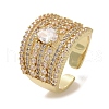 Brass Micro Pave Cubic Zirconia Open Cuff Ring RJEW-K256-57G-1