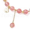 3Pcs Natural Quartz Crystal & Amethyst & Cherry Quartz Glass & Rose Quartz Round Beaded Stretch Bracelets BJEW-JB11935-5
