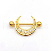 304 Stainless Steel Clear Cubic Zirconia Moon Nipple Rings WG994A5-16-1