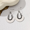 Bohemian Style Fan Alloy Imitation Leather Cord Dangle Earrings FS-WGA2883-01-1