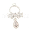 Rack Plating Brass Micro Pave Clear Cubic Zirconia Pendants KK-F089-10S-1