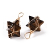 Natural Tiger Eye Copper Wire Wrapped Pendants G-B041-02G-15-3