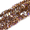 Electroplate Transparent Glass Beads Strands GLAA-N021-4mm-07-1