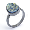 Electroplate Natural Druzy Quartz Crystal Finger Rings RJEW-I055-10B-RS-4