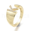 Brass Micro Pave Clear Cubic Zirconia Cuff Rings X-RJEW-F103-13K-G-3