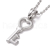 Non-Tarnish 304 Stainless Steel Heart Skeleton Key Pendant Necklace for Women STAS-E154-16P-1