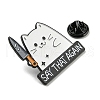 Cat Holding Knife Enamel Pins JEWB-P028-D04-3