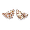 Brass Micro Pave Clear Cubic Zirconia Pendants KK-S359-087-RS-2