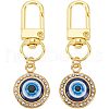 Olycraft 2Pcs 304 Stainless Steel Rhinestone & Resin Pendants Keychain HJEW-OC0001-13-1