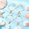 Marine Organism Alloy & Natural Cowrie Shell Charm Bracelets BJEW-JB11843-1
