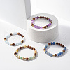 Natural Wenge Wood & Gemstone Beaded Stretch Bracelet BJEW-JB07818-2