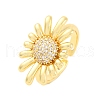 Brass Micro Pave Clear Cubic Zirconia Cuff Rings for Women RJEW-U047-28G-4