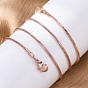 Brass Snake Chains Necklaces for Women NJEW-D302-14RG-4
