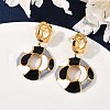 304 Stainless Steel Enamel Dangle Stud Earrings for Women EJEW-F353-01G-02-2