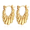 Vintage Retro Stainless Steel Shrimp-textured Oval Hoop Earrings for Women PW-WGBCD6B-01-1