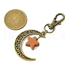 Alloy Moon & Wood Star Pendant Decorations HJEW-JM02180-01-3