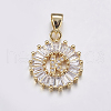 Long-Lasting Plated & Rack Plating Brass Micro Pave Cubic Zirconia Letter Pendants ZIRC-A007-03K-G-1