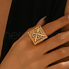 Brass Micro Pave Cubie Zirconia Geometric Hollow Adjustable Finger Rings for Women DH2943-4-3