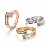 Clear Cubic Zirconia Open Cuff Ring with Rectangle Shell RJEW-F122-02B-1