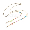 304 Stainless Steel Enamel Heart Link Eyeglasses Chains AJEW-EH00402-2