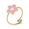 Ion Plating(IP) Flower 304 Stainless Steel Enamel Ring RJEW-A038-18G-02-1