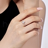 Anti-Tarnish Rhodium Plated 925 Sterling Silver Teardrop Finger Rings RJEW-Z040-11P-4
