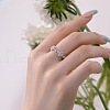 Anti-Tarnish Clear Cubic Zirconia Clover Finger Rings RJEW-Q814-07P-2