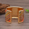 Colorful Iron Rhinestone Pattern Wide Cuff Bangles for Women MD1486-6-2