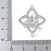 Rack Plating Brass Clear Cubic Zirconia Flower Connector Charms KK-A234-063P-3